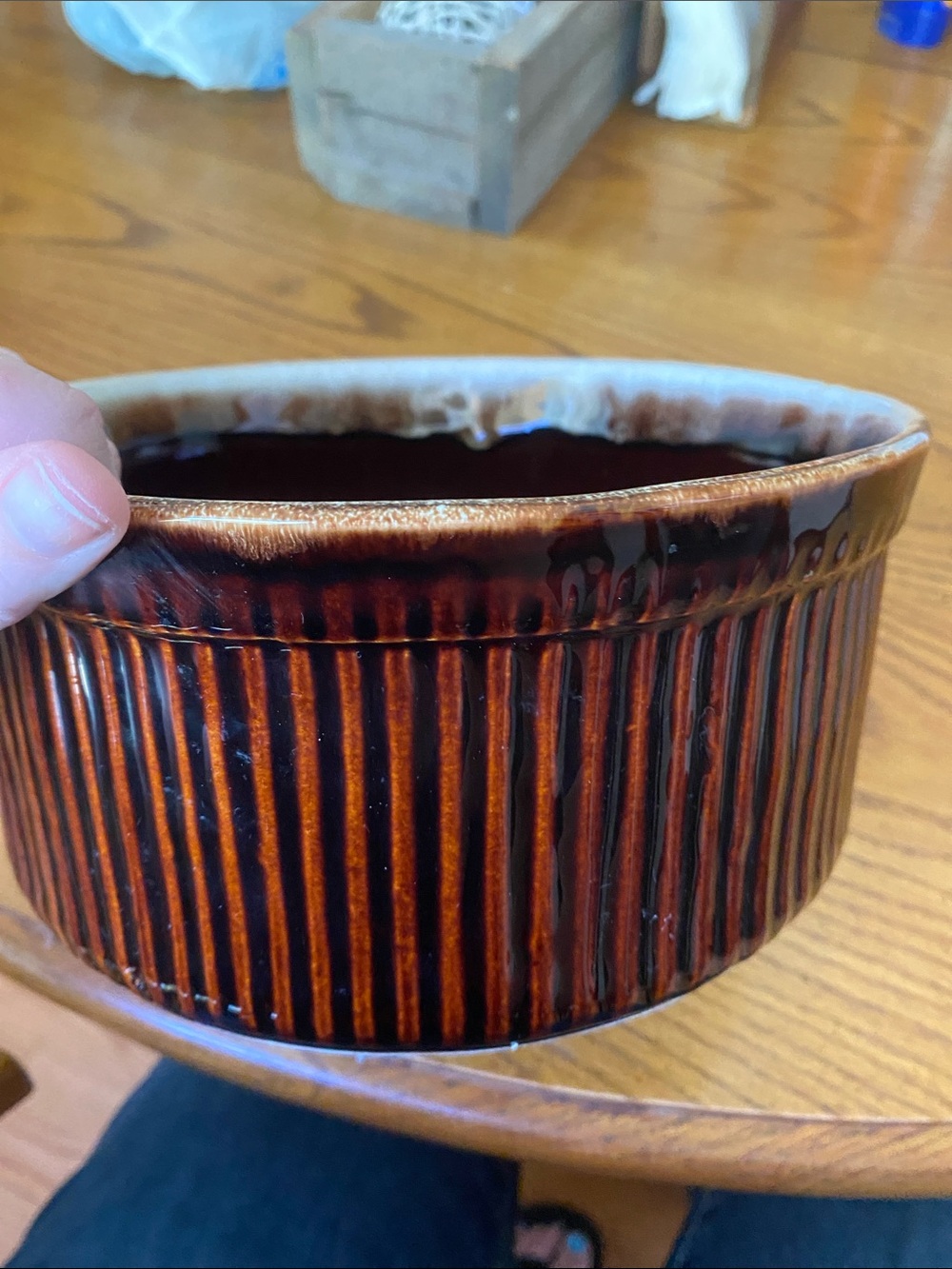 Vintage Pfaltzgraff USA Brown Drip Bowl Oven Proof 8" Round Bowl